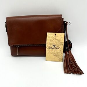 Patricia Nash Corfu Heritage Leather Crossbody Bag Tan With Dust Bag NWT